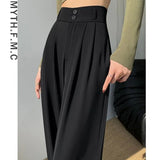 Women's Wide Leg Suit Fashion Designer High Waist Pants-Women's Fashion Designer Leggings / Pants