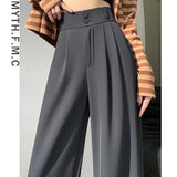 Women's Wide Leg Suit Fashion Designer High Waist Pants-Women's Fashion Designer Leggings / Pants