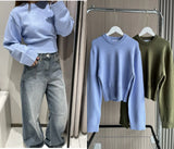 Women's Wide Sleeve Fashion Designer Crop Tops Knitted Cardigans-Women's Fashion Designer Jerseys Tops