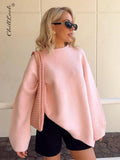 Women's Wide Sleeve Knitted Tops Fashion Designer O Neck Jerseys