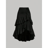 Women's Wind Layered Ruffle S-XL Fashion Designer Skirts (Midi)