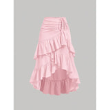 Women's Wind Layered Ruffle S-XL Fashion Designer Skirts (Midi)