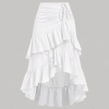 Women's Wind Layered Ruffle S-XL Fashion Designer Skirts (Midi)