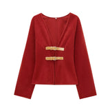 Women's Woolen Fashion Designer Leather Buckle Jackets-Women's Fashion Designer Jackets