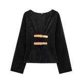 Women's Woolen Fashion Designer Single Breasted XS-L Jackets-Women's Fashion Designer Jackets-black-Women&#x27;s fashion designer plus size clothes