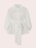 Women's Wrap Fashion 1-5XL Designer Blouse Long-Sleeve Tops (Plus Size)