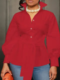 Women's Wrap Fashion 1-5XL Designer Blouse Long-Sleeve Tops (Plus Size)-Women's Fashion Designer Plus Size Long-Sleeve Tops