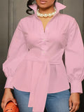 Women's Wrap Fashion 1-5XL Designer Blouse Long-Sleeve Tops (Plus Size)
