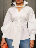 Women's Wrap Fashion 1-5XL Designer Blouse Long-Sleeve Tops (Plus Size)