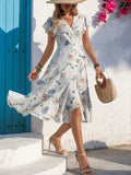 Women's Wrap Fashion Designer Floral Ruffle Dresses (Midi)