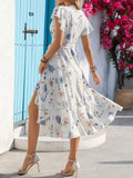 Women's Wrap Fashion Designer Floral Ruffle Dresses (Midi)