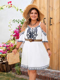 Women's XL-4XL Cold Shoulder Fashion Designer Short Dresses (Plus Size)