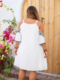 Women's XL-4XL Cold Shoulder Fashion Designer Short Dresses (Plus Size)