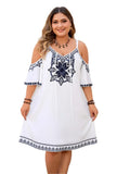 Women's XL-4XL Cold Shoulder Fashion Designer Short Dresses (Plus Size)