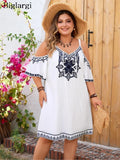 Women's XL-4XL Cold Shoulder Fashion Designer Short Dresses (Plus Size)
