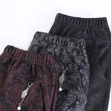 Women's XL-8XL Fashion Designer High Waist Velvet Pants (Plus Size)-Women's Fashion Designer Plus Size Leggings / Pants
