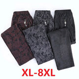 Women's XL-8XL Fashion Designer High Waist Velvet Pants (Plus Size)-Women's Fashion Designer Plus Size Leggings / Pants