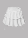 Women's XS-2XL Drawstring Ruffled Fashion Designer Mini Skirts (Short)