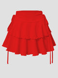 Women's XS-2XL Drawstring Ruffled Fashion Designer Mini Skirts (Short)