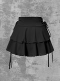 Women's XS-2XL Drawstring Ruffled Fashion Designer Mini Skirts (Short)