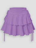 Women's XS-2XL Drawstring Ruffled Fashion Designer Mini Skirts (Short)