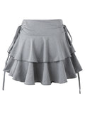 Women's XS-2XL Drawstring Ruffled Fashion Designer Mini Skirts (Short)