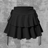 Women's XS-2XL Drawstring Ruffled Fashion Designer Mini Skirts (Short)