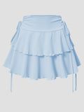 Women's XS-2XL Drawstring Ruffled Fashion Designer Mini Skirts (Short)