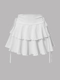 Women's XS-2XL Drawstring Ruffled Fashion Designer Mini Skirts (Short)
