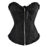 Women's Zip Up Corsets Tops Fashion Designer Lace Singlets (Plus Size)