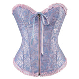 Women's Zip Up Corsets Tops Fashion Designer Lace Singlets (Plus Size)