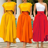 Women's Bow Tie Fashion Designer Pleated A-Line Skirts (Long)