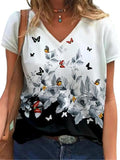 Women's Butterfly Printed Tops Fashion Designer T-Shirts (Plus Size)-Women's Tops Fashion Designer Plus Size T-Shirts / Blouses-Women's fashion designer clothes-ysx9022-5XL-International Women&#39;s Clothing - Women&#39;s Fashion Designer Plus Size Clothes