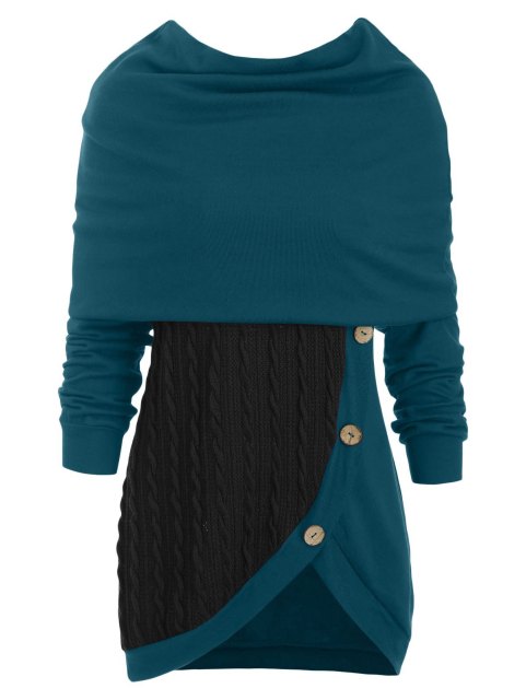 Women's Cardigan Knitted Fashion Designer Multi Function Jerseys (Plus Size)-Women's Tops Fashion Designer Plus Size Jerseys-Women's fashion designer clothes-5XL-Blue-International Women&#39;s Clothing - Women&#39;s Fashion Designer Plus Size Clothes