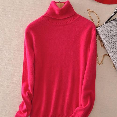 Women's Cashmere Fashion Designer Knitted Turtleneck Jerseys (Plus Size)-Women's Tops Fashion Designer Plus Size Jerseys-Women's fashion designer clothes-Rosy-S-International Women&#39;s Clothing - Women&#39;s Fashion Designer Plus Size Clothes