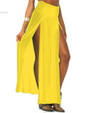 Women's Double Slits High Waist Fashion Designer Skirts (Long)-Women's Fashion Designer Skirts-Women's fashion designer clothes-Yellow-One Size-International Women&#39;s Clothing - Women&#39;s Fashion Designer Plus Size Clothes