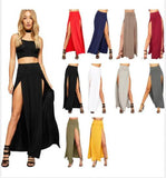 Women's Double Slits High Waist Fashion Designer Skirts (Long)