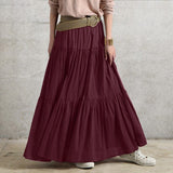 Women's Elastic Waist Fashion Designer Vintage Long Skirts (Plus Size)