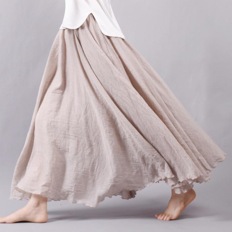 White Vintage Faldas Largas Elegantes Maxi Women's Elegant High Waist Linen  Maxi 2023 Summer Ladies Waist Skirts Saia F