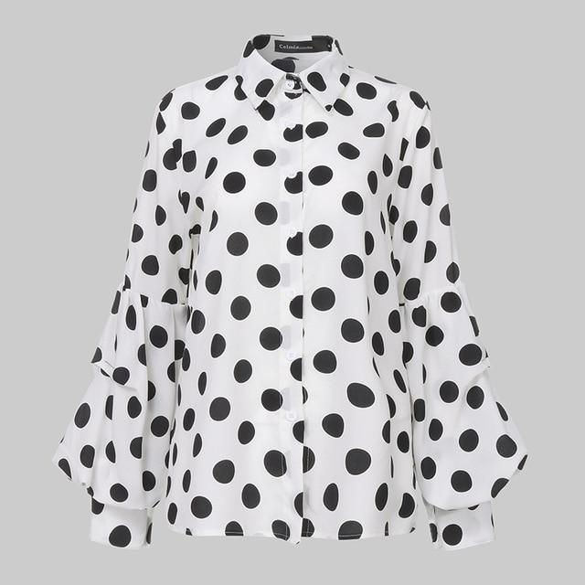 Ladies Black And White Polka Dot Shirt Top Elegant Stylish Tops For Office  Work Womens Clothing - Women's Clothing - Temu