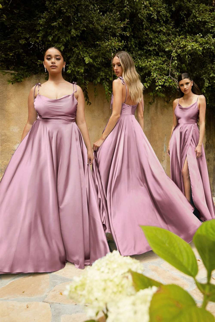 Women's High Split A-Line Satin Fashion Designer Prom Dresses (Long)