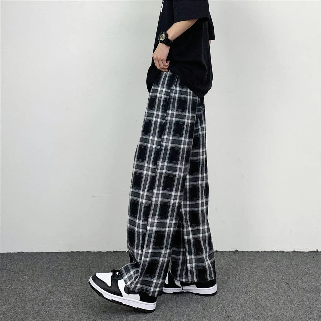 Women's High Waist Elastic Fashion Designer Plaid Pants (Plus Size)