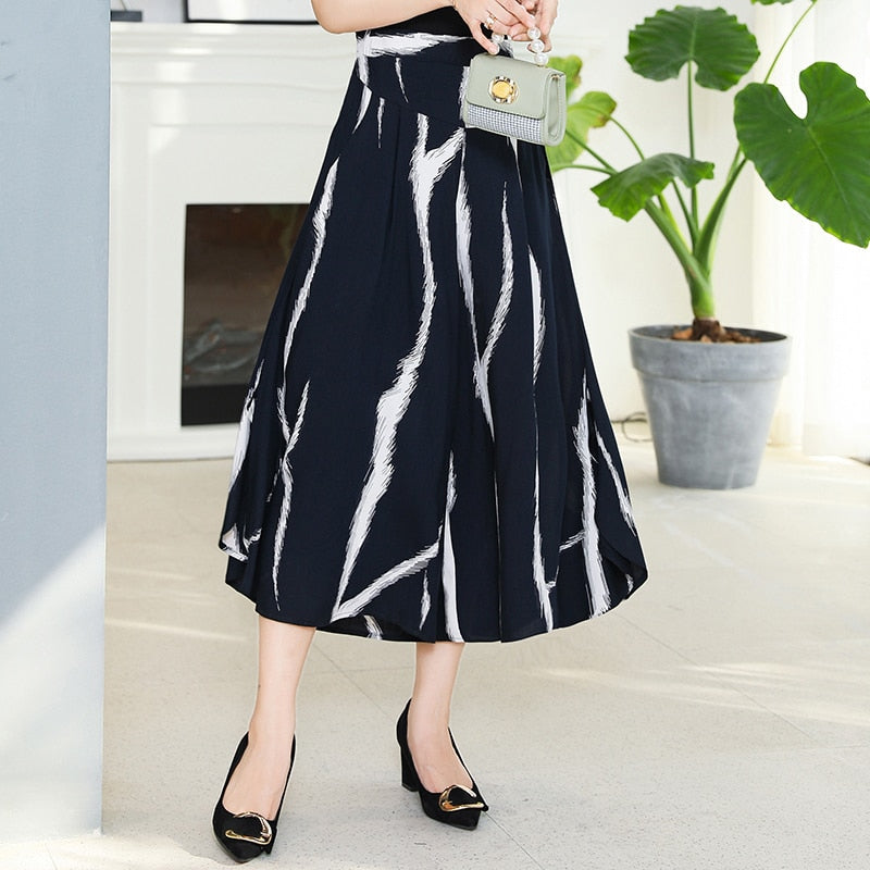 Women's High Waist Fashion  Designer Wide Leg Printed Loose (Plus Size)