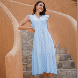 Women's Hollow Out Fashion Designer Casual A-Line Dresses (Midi)-Women's Fashion Designer Dresses