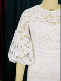 Women's Lace Lantern Sleeve Fashion Designer Midi Dresses (Plus Size)
