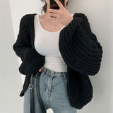 Women's Lantern Sleeve Tops Fashion Designer Harajuku Knitted Jerseys