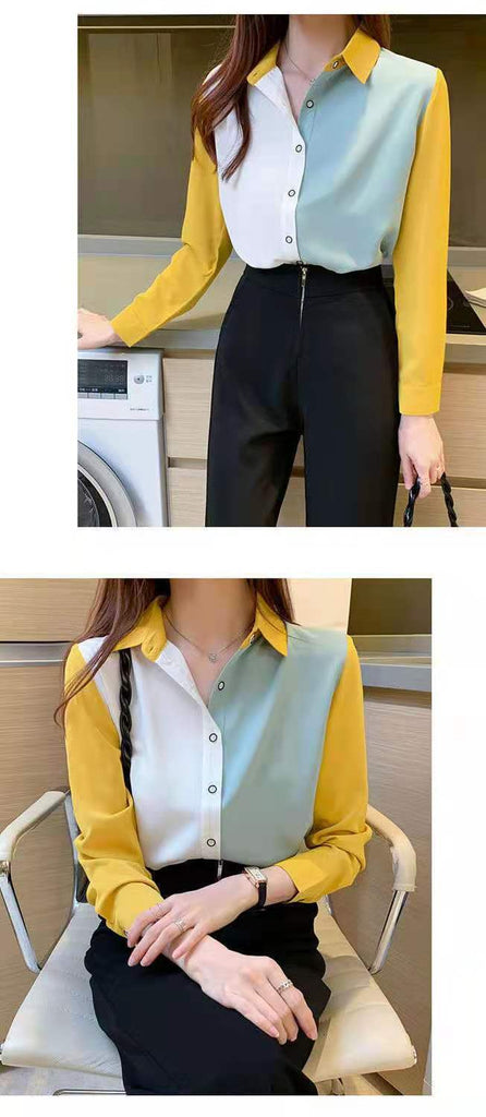Women's Multi Colored Fashion Designer Long-Sleeve Tops (Plus Size)