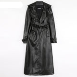Women's Nerazzurri 3-7XL Fashion Designer Leather Trench Coats (Plus Size)-Women's Fashion Designer Jackets-Black-Women&#x27;s fashion designer plus size clothes