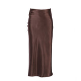 Women's Office Fashion Designer Satin Skirts (Midi)-Women's Fashion Designer Skirts