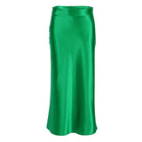 Women's Office Fashion Designer Satin Skirts (Midi)-Women's Fashion Designer Skirts